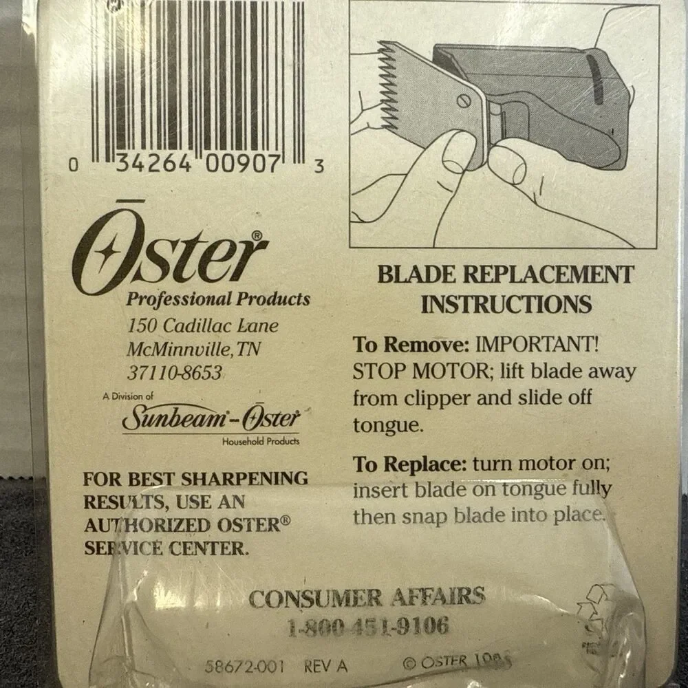 Oster Clipper Replacement Blade Cat #919-06 Size 5 1/4” 6.3mm Red Package
